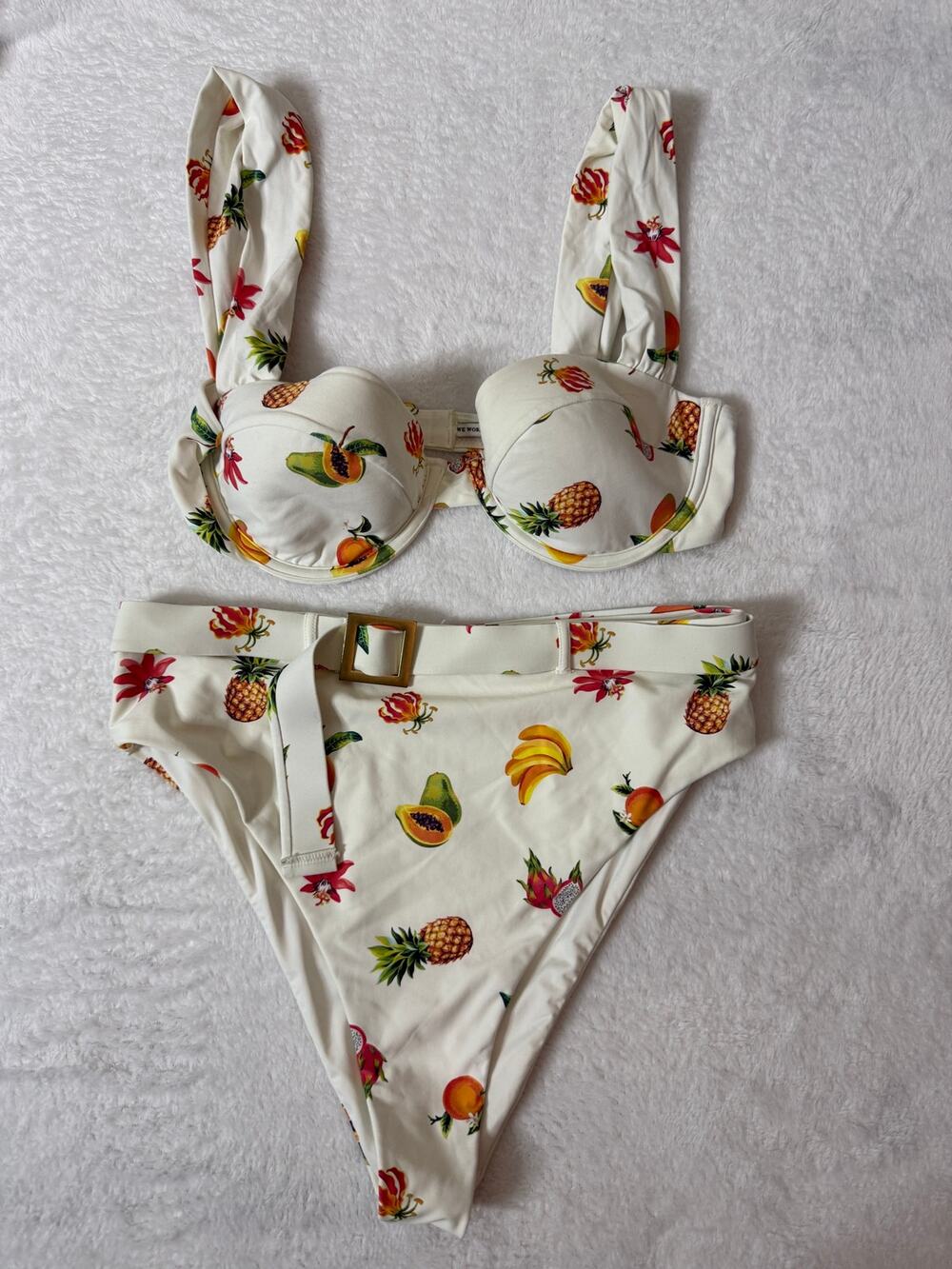 WeWoreWhat Claudia Top Emily Bottom Tropical Fruit Bikini Set S/M